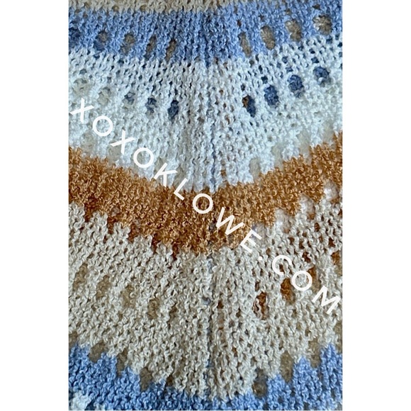 POL Blue + Orange Striped Crochet Open Knit Sleeveless Top - Picture 14 of 15